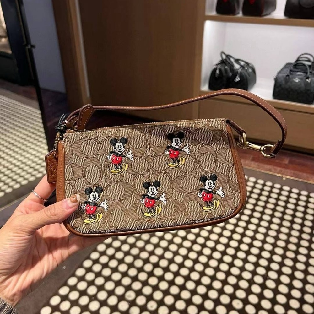 Coach Brown Mickey Mouse Wristlet